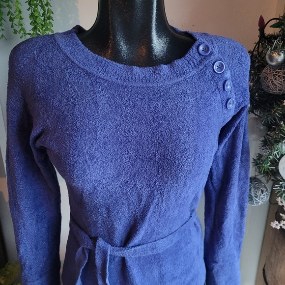 Dalia Blue Sweater with Matching Fabric Belt S - Picture 2 of 8
